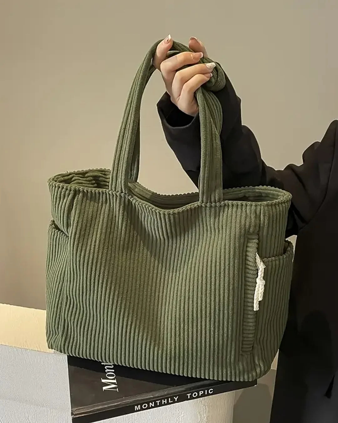 Aria | Ribbed Everyday Tote with Rope Detail