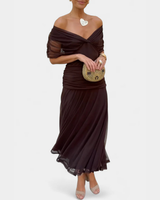 Elara | Elegant Long Dress with V-Neckline