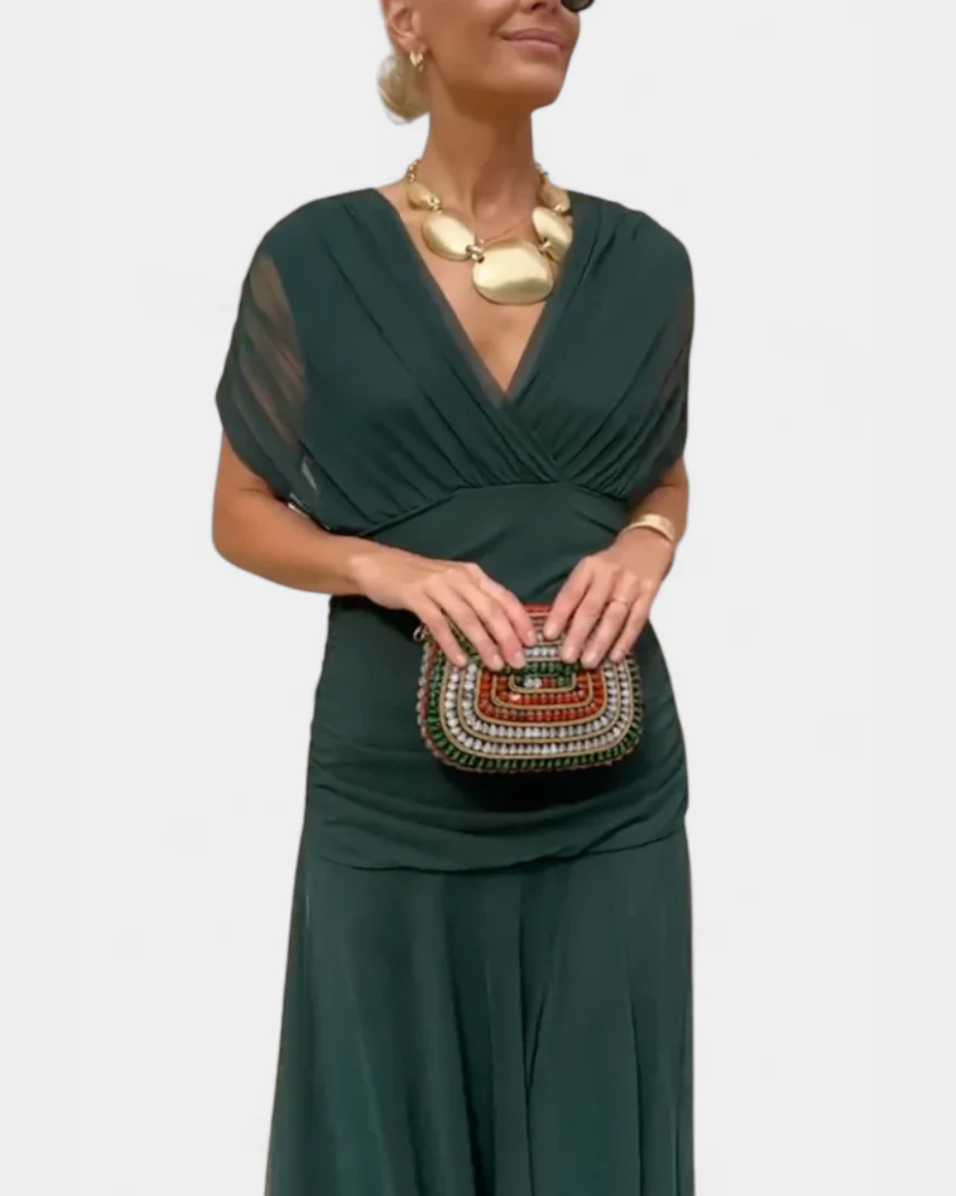 Elara | Elegant Long Dress with V-Neckline