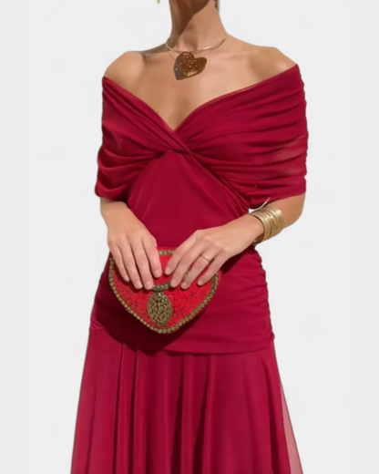 Elara | Elegant Long Dress with V-Neckline